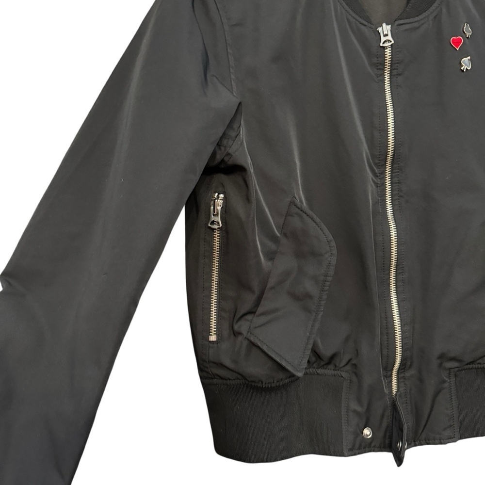 System Black Bomber Jacket Small Epaulets Novelty… - image 3